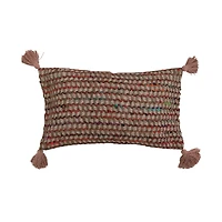 Hello Honey® Brown Woven Lumbar Pillow with Tassels