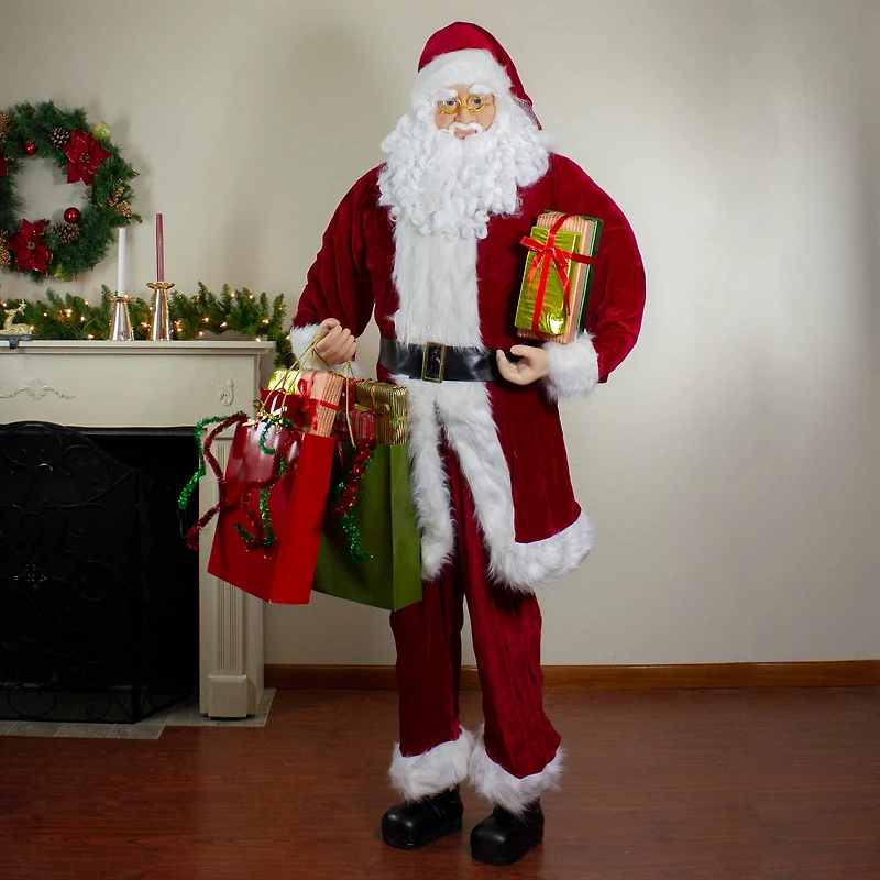 6ft. Red & White Standing Santa Claus with Presents Christmas Figure
