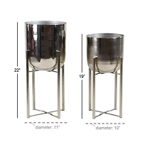 Silver Metal Glam Planter Set