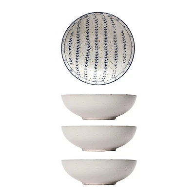 Hello Honey® Antique White & Blue Reactive Glaze Stoneware Bowl Set