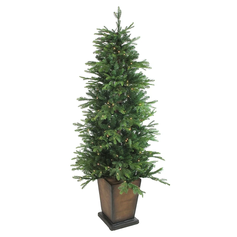 6ft. Pre-Lit Real Touch™️ Oregon Noble Fir Artificial Potted Christmas Tree, Warm Clear LED Lights