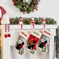 Glitzhome® 7" Santa, Snowman & Penguin Stocking Holder Set