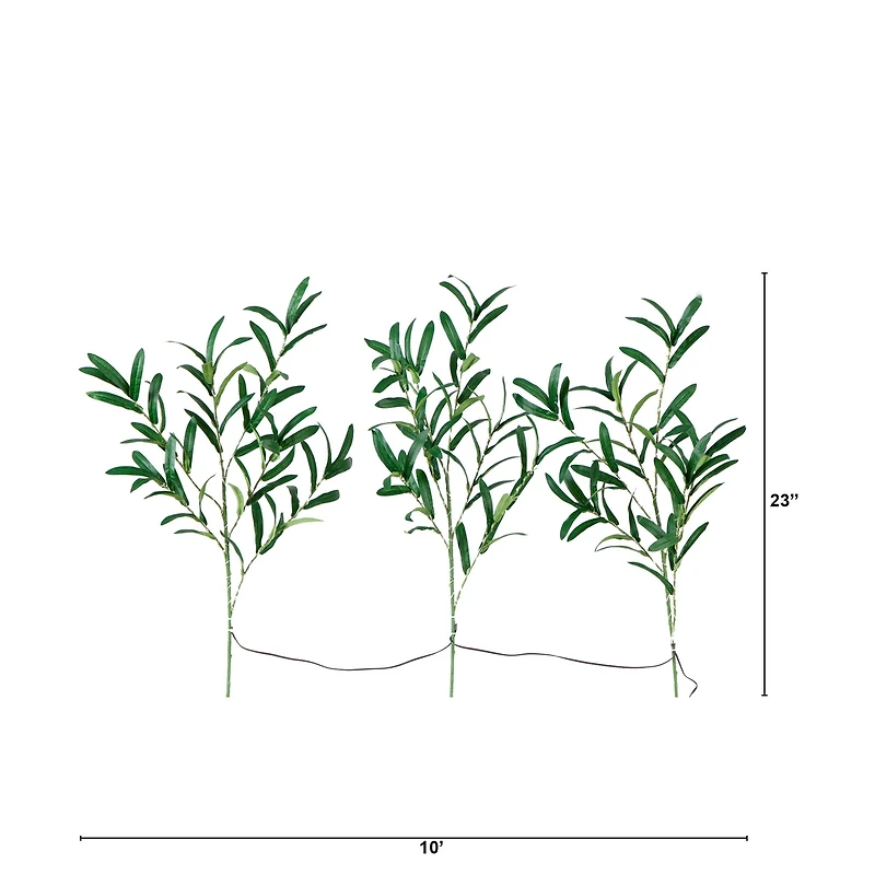 23" Pre-Lit Olive Branch Stem Set