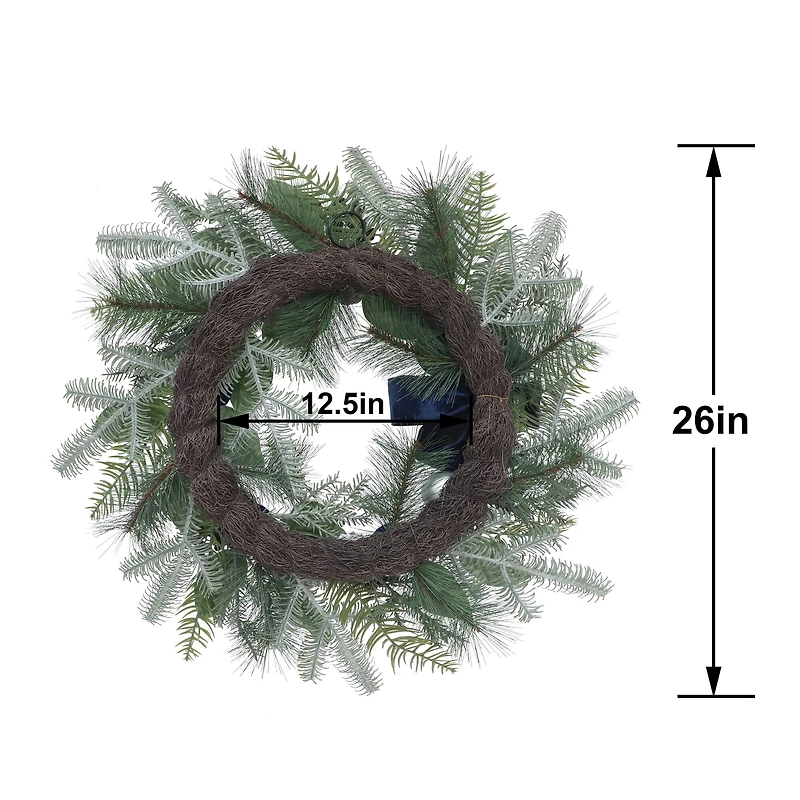 26" Blue & Gray Ornament & Pine Wreath by Ashland®