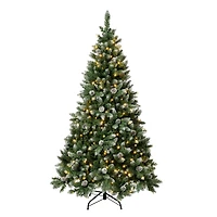 6ft. Pre-Lit Snowy Oakley Hills Fir Artificial Christmas Tree, Warm White LED Lights