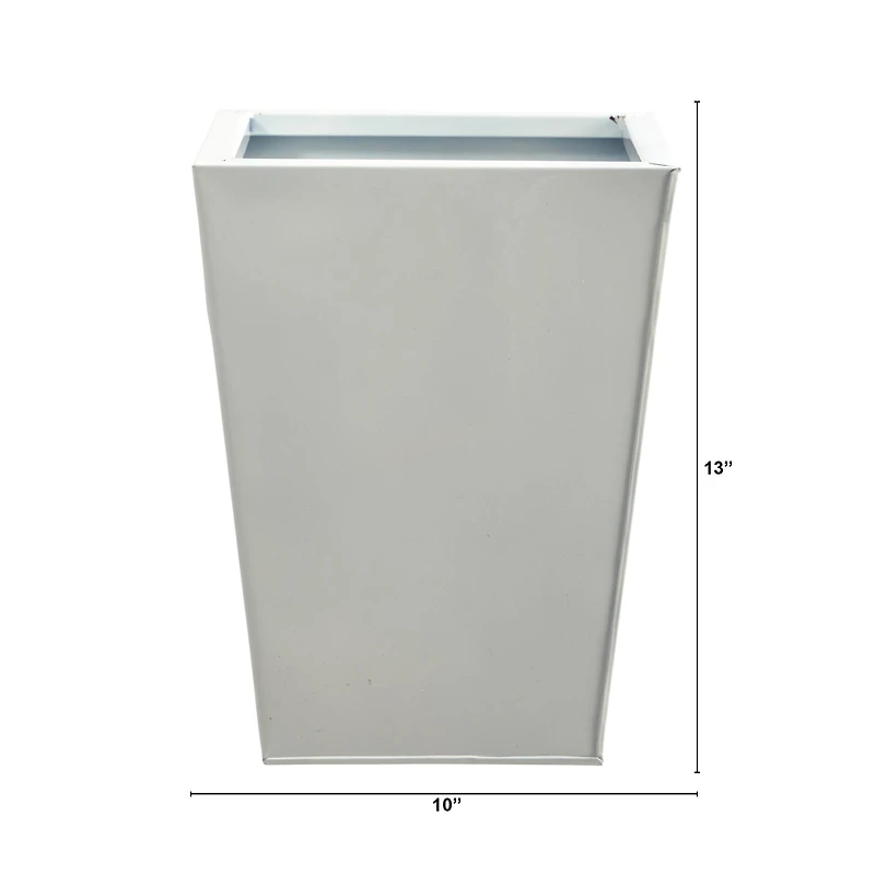 13" White Classic Square Metal Planter