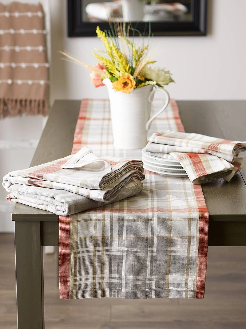 DII® 70" Round Plaid Thanksgiving Cozy Picnic Tablecloth