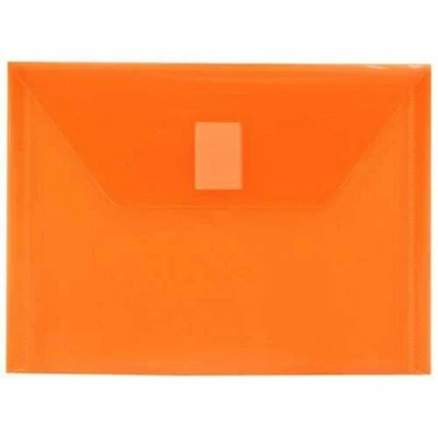 JAM Paper 5.5" x 7.5" Orange Plastic Velcro® Brand Closure Booklet Envelopes, 24ct.