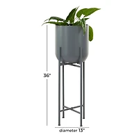 Dark Grey Modern Planter, 13" x 13" x 36"