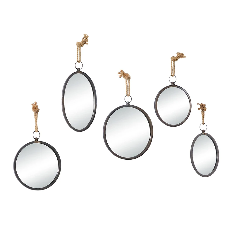 Gray Metal Glam Hanging Wall Mirrors, 5ct.