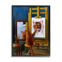 Stupell Industries Cat Confidence Self Portrait as a Tiger Funny Painting Framed Wall Art