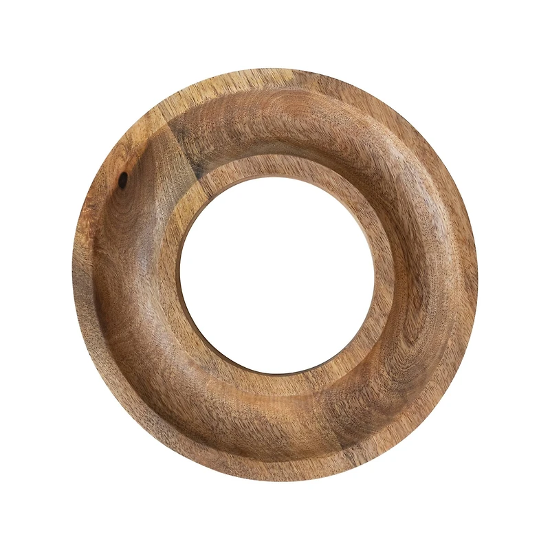 Hello Honey® 14" Natural Round Ring Mango Wood Serving Tray