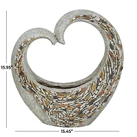 16" Gray Fiberglass Planter with Stone Mosaic Design