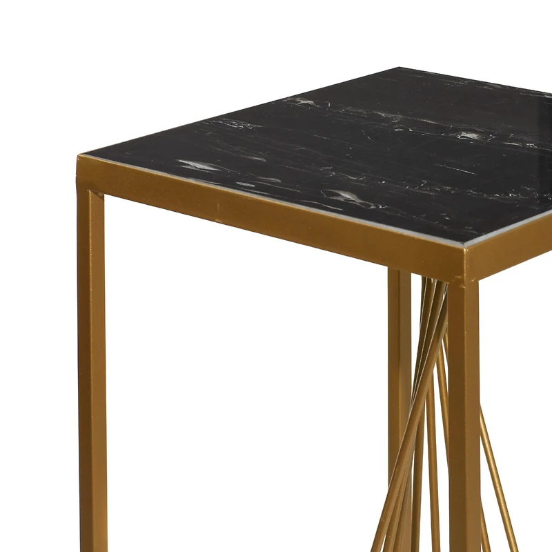 Set of 2" Gold Marble Contemporary Accent Table 30", 26"