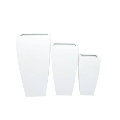 White Modern Planter, Set of 3" 30", 25", 20"
