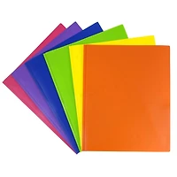 JAM Paper 9.5" x 11.5" Assorted Plastic 2 Pocket School POP Folders with Clasps, 6ct.