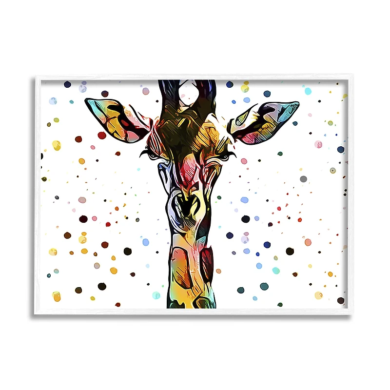 Stupell Industries Modern Giraffe Portrait Abstract Kids' Polka Dot Pattern Framed Wall Art