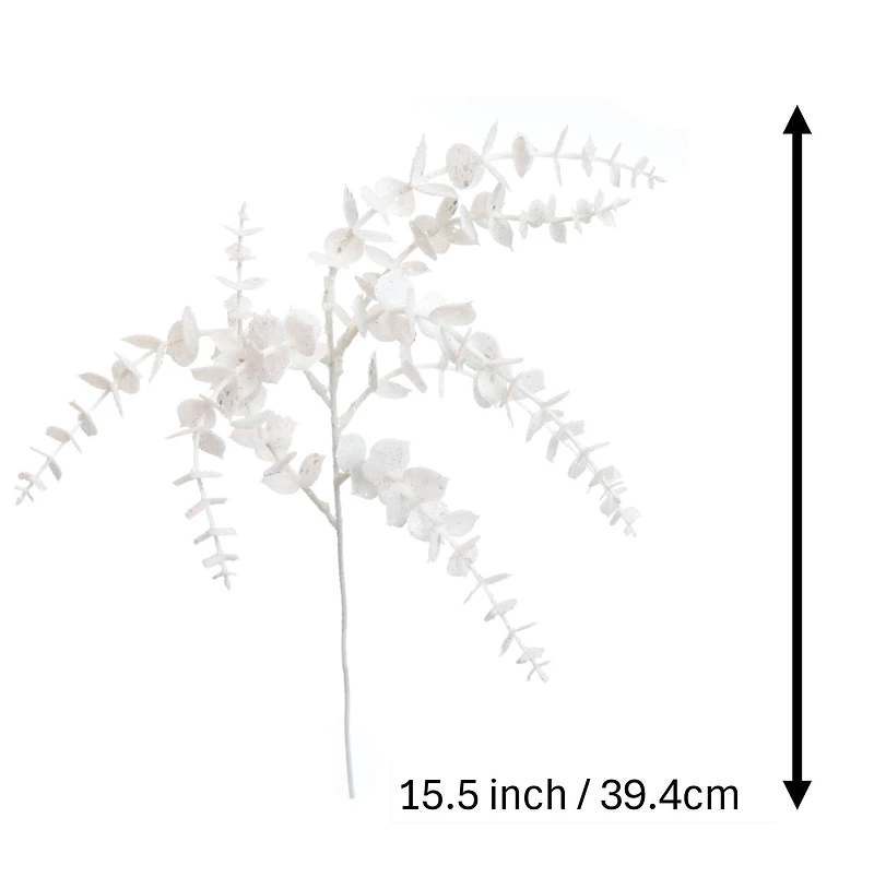 15.5" White Glitter Eucalyptus Pick by Ashland®