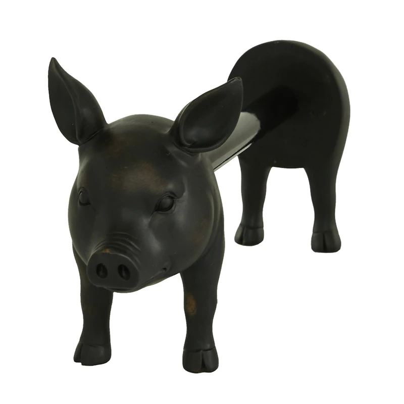 16" Black Farmhouse Pig Paper Towel Holder