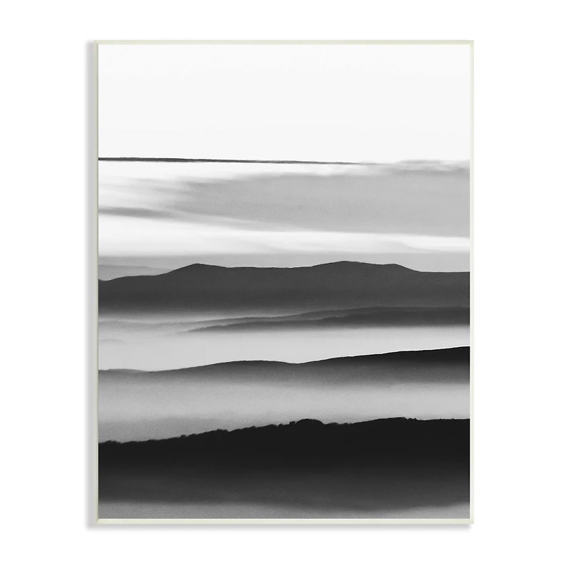 Stupell Industries Misty Clouds Eerie Mountain Landscape Black White Wall Plaque