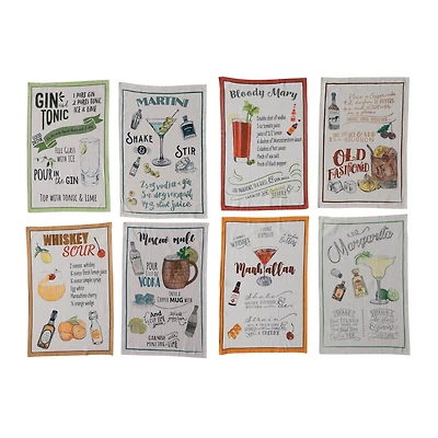 Hello Honey® Cocktail Recipe Print Cotton Printed Tea Towels, 8ct.