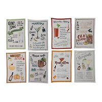 Hello Honey® Cocktail Recipe Print Cotton Printed Tea Towels, 8ct.