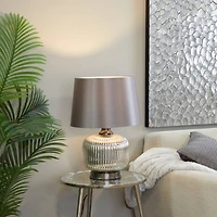 Grey Glass Modern Accent Lamp, 15" x 15" x 21"