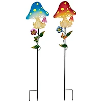 3ft. Solar Powered Mushroom Outdoor Garden Stakes, 2ct.
