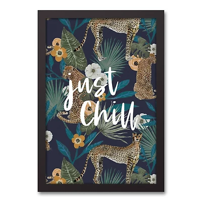 Just Chill Tropical Cheetah Black Framed Canvas Art