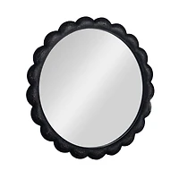 Hello Honey® 27" Black Round Scalloped Wood Wall Mirror