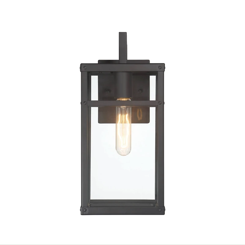 Hello Honey® Blake Black Modern Metal & Clear Glass Paneled Wall Mounted Outdoor Light