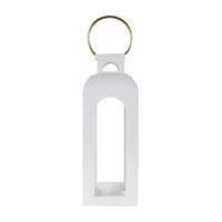 22.5" White Metal Tall Arched Cutout Candle Lantern with Gold Handle