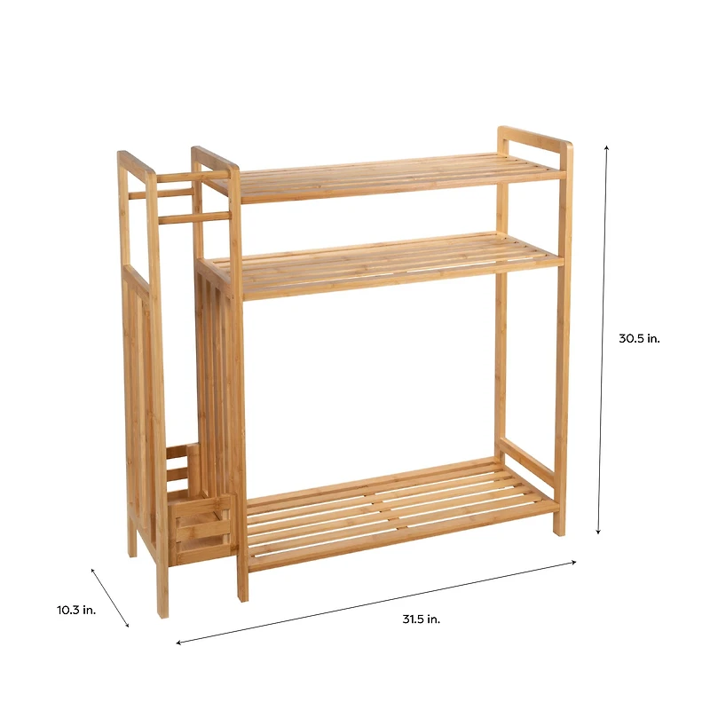 Organize It All Bamboo Shoe Rack with Umbrella Stand