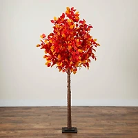 6ft. Pre-Lit Autumn Artificial Fall Tree with 300 Warm White LED Lights