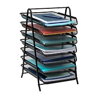Mind Reader 7-Tier Paper Tray, Desktop Organizer, File Storage, Office, Metal Mesh, Black