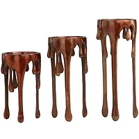 Copper Metal Pillar Candle Holder with Dripping Legs Set