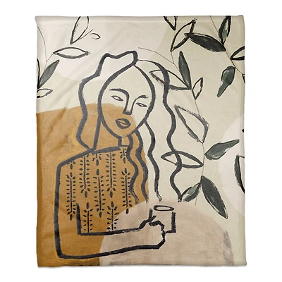 Earthy Abstract Figure II 50" x 60" Coral Fleece Blanket