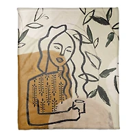Earthy Abstract Figure II 50" x 60" Coral Fleece Blanket
