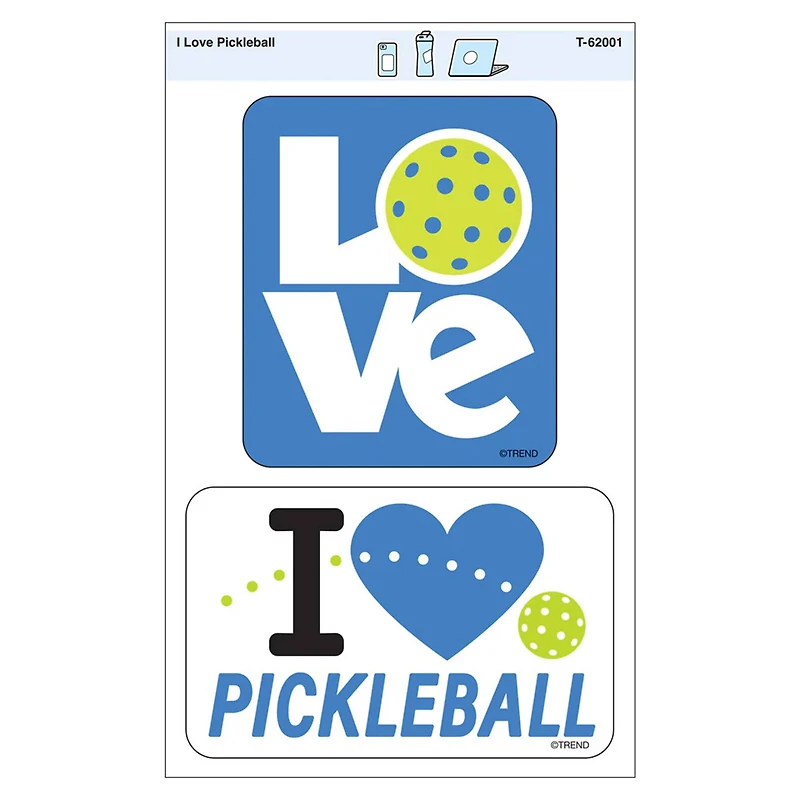 TREND Enterprises® I Love Pickleball Vinyl Stickers, 6 Packs of 2