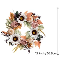 22" Sunflower, Pumpkin & Rose Wreath by Ashland®