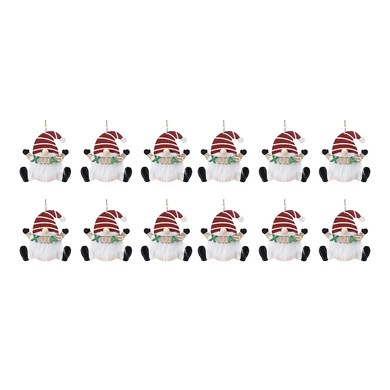 12ct. Wood Gnome Ornaments