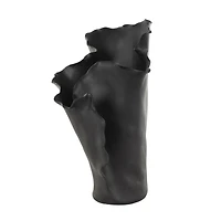 Black 16" Ceramic Floral Abstract Vase