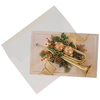 JAM Paper Modern Holiday Horn Blank Christmas Cards Set, 10ct.