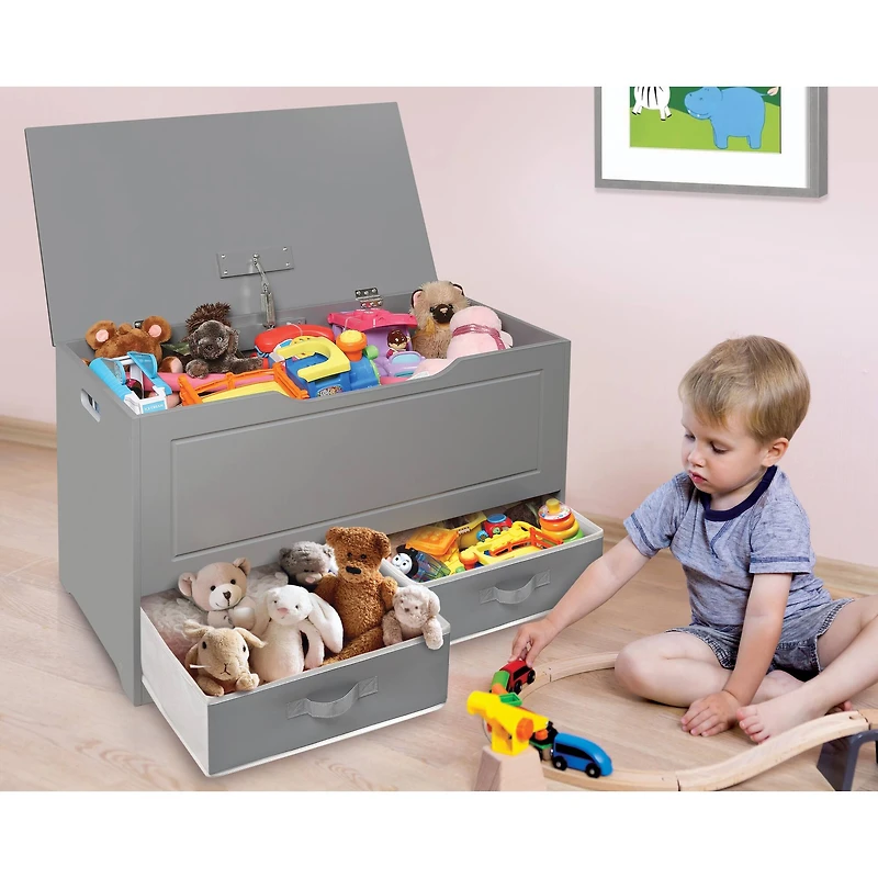 Badger Basket Gray Up & Down Toy & Storage Bench