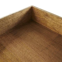 Brown Mango Wood Handmade Tray Set with Black Groove Exterior