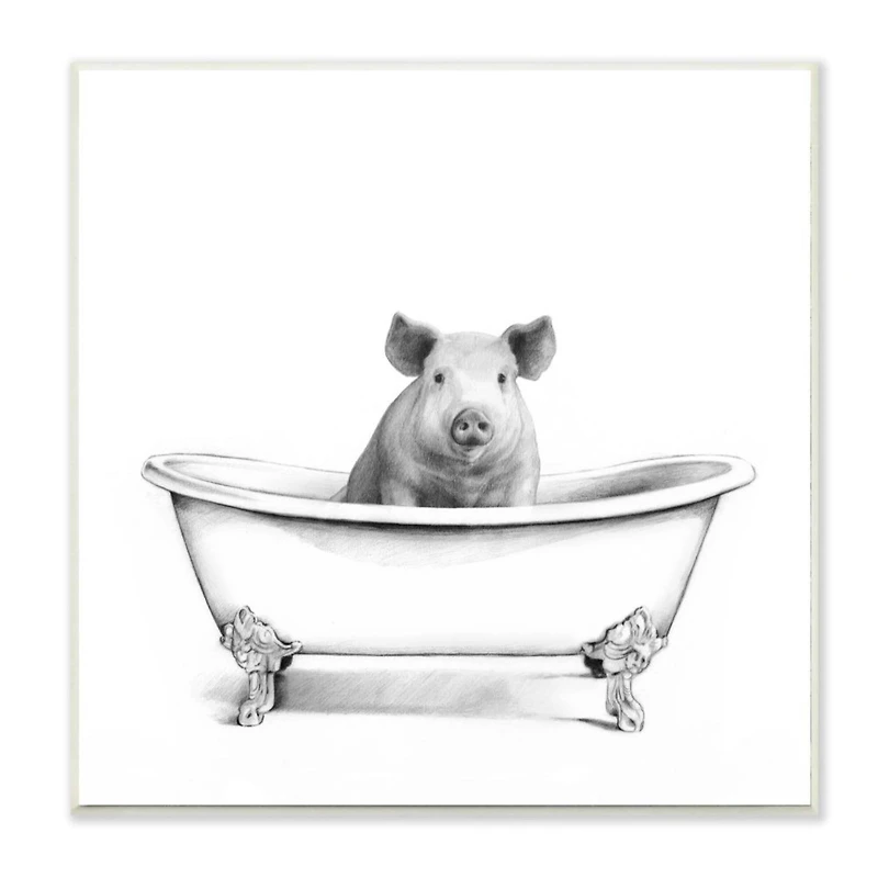 Stupell Industries Hog in Bath Tub Wall Art
