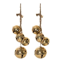 16" Distressed Sleigh Bell Cluster Ornaments, 2ct.