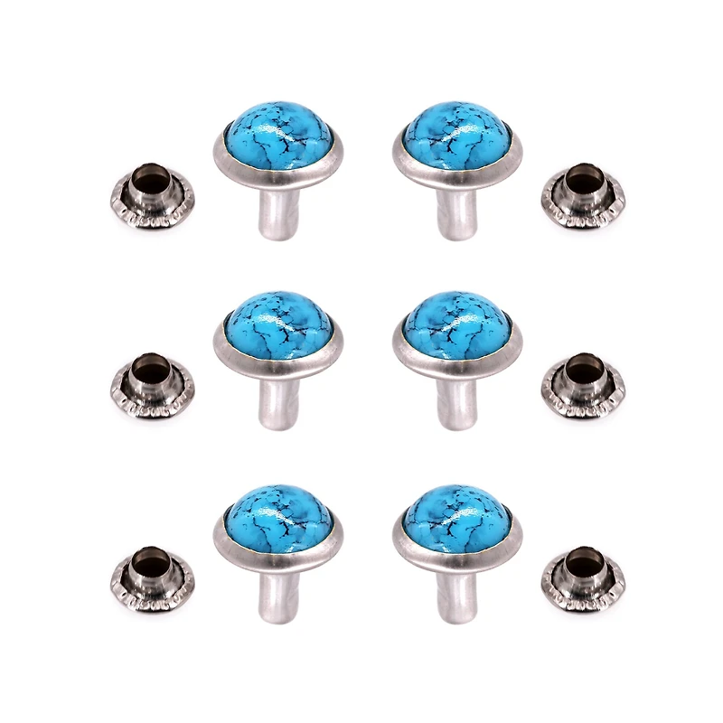 Turquoise Leather Button Studs, 6ct. by Bead Landing™