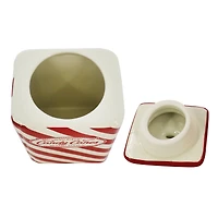 7.5" Red & White Candy Cane Ceramic Container by Ashland®