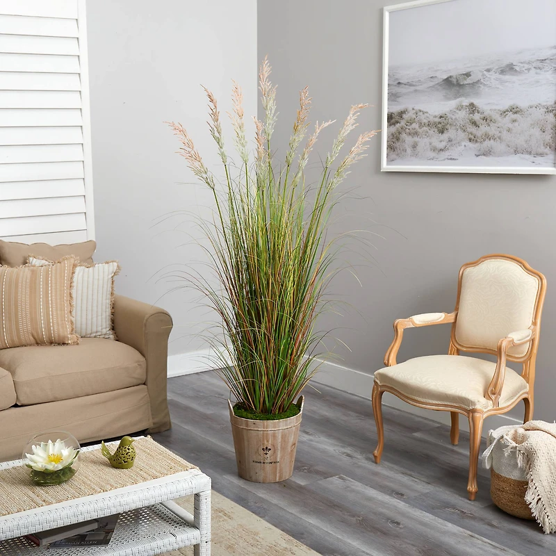 6ft. Grass Plant in Farmhouse Planter